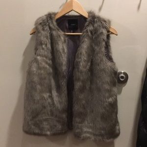 Silver faux fur vest